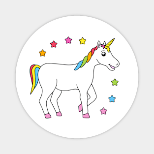 Cute Rainbow Unicorn with stars Magnet